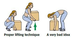 correct position to lift heavy item