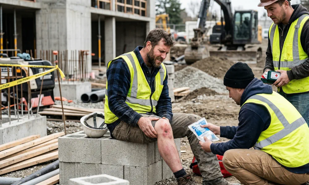 construction worker injured his knee