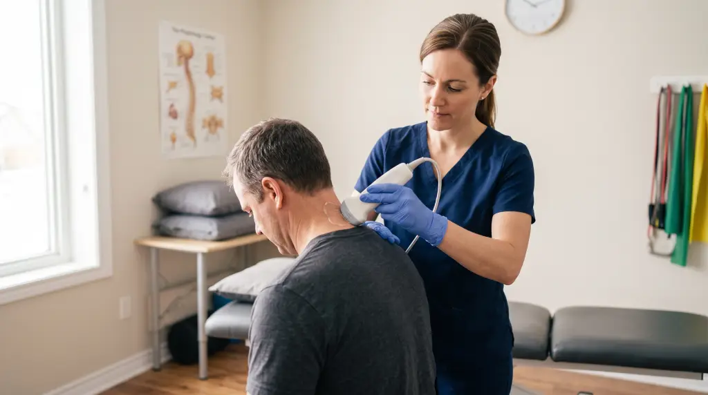 physiotherapist treating neck pain