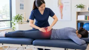 physiotherapist treating sciatica pain
