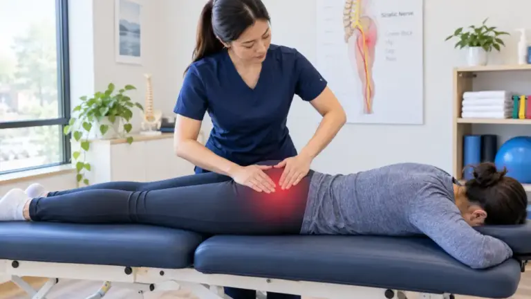 physiotherapist treating sciatica pain