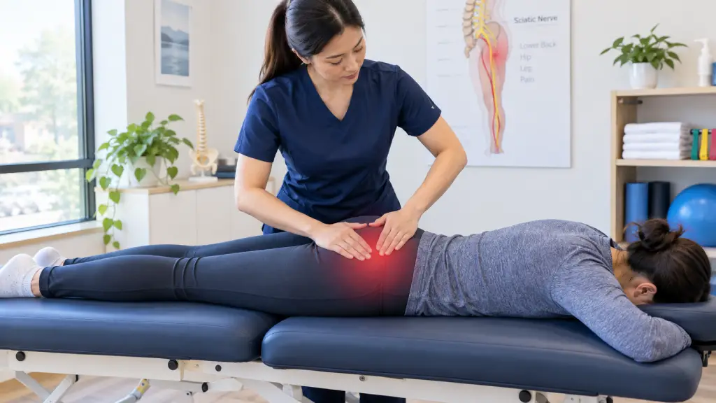 physiotherapist treating sciatica pain