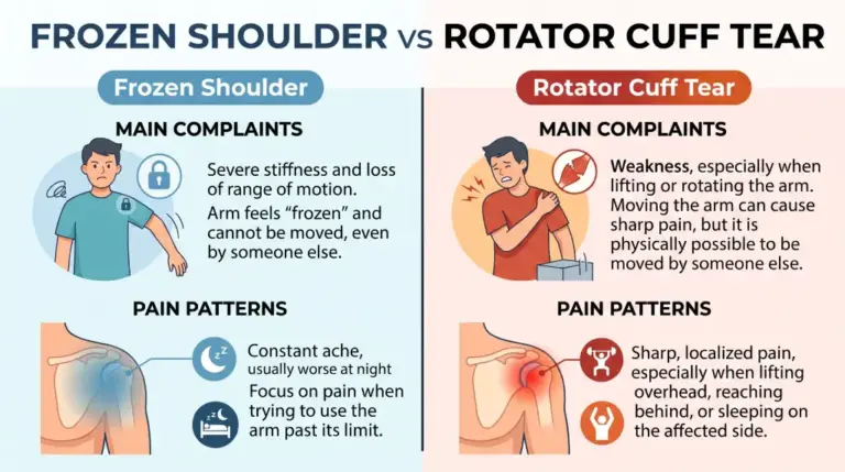 infographic Frozen Shoulder vs Rotator Cuff Tear: How to Tell the Difference